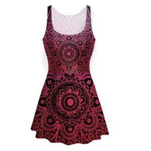 summer fashion large size women's printed sleeveless dress