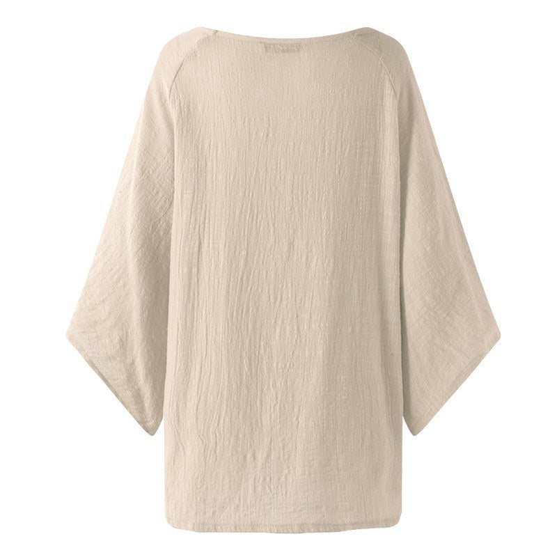 Casual Loose Batting Sleeve Solid Women Baggy Blouse