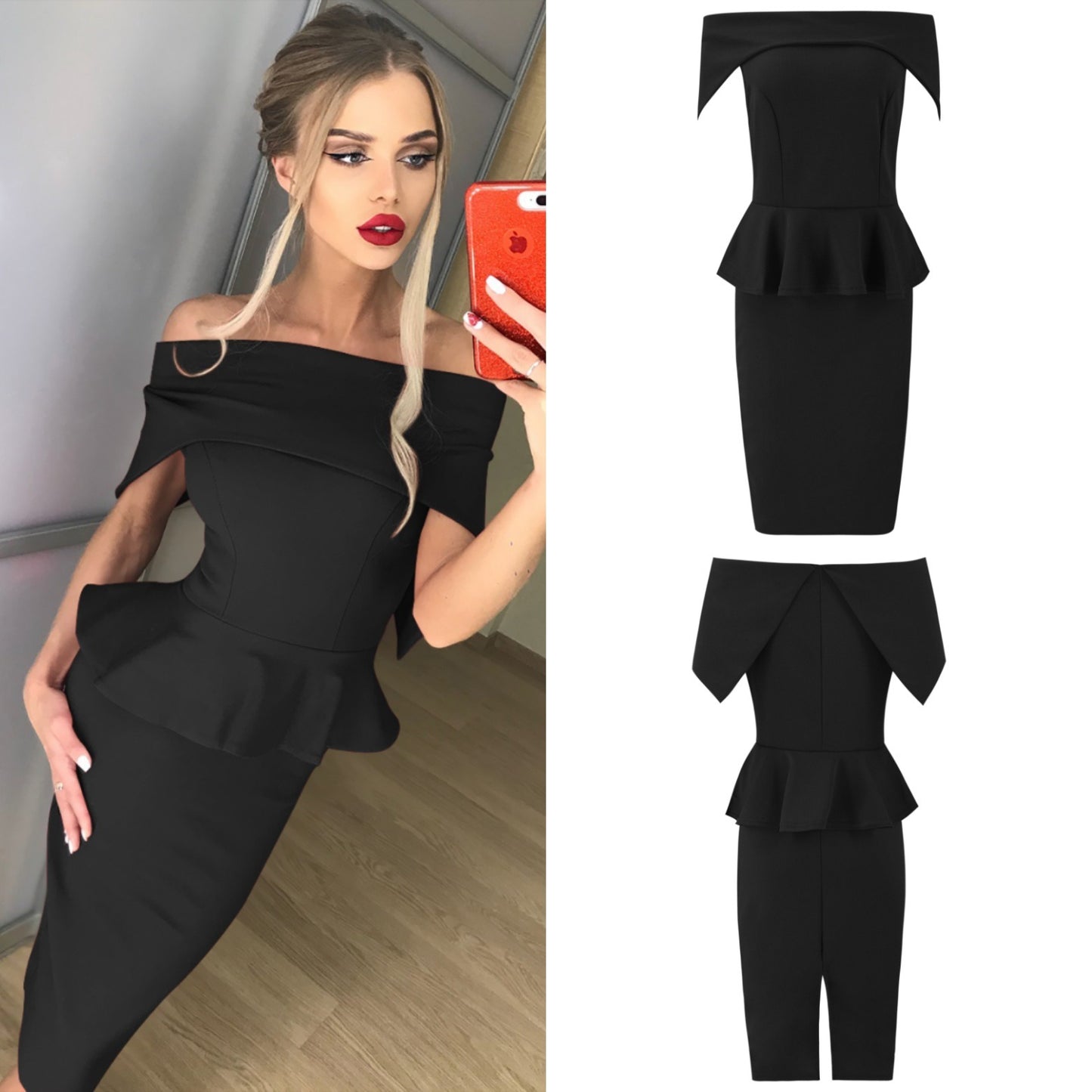 Best Selling Women's New Style Word Collar Off Shoulder Ruffled Long Dress