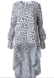 Hot Spring and Autumn Sexy Leopard Print Long Sleeve Irregular Women Dress