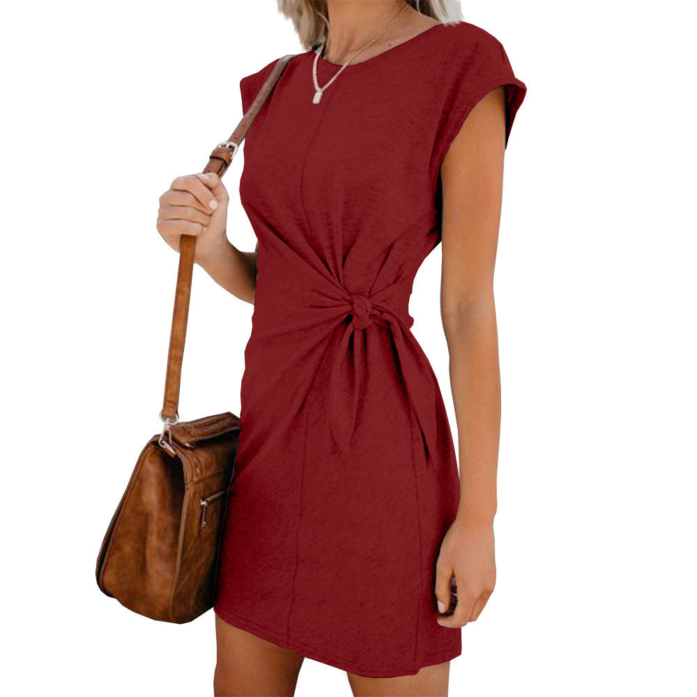 Women's Round Neck Bandwidth Loose Short Sleeve Dress