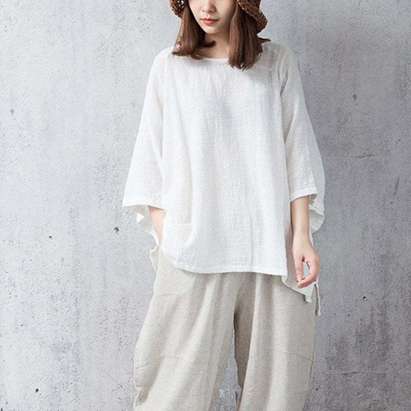 Casual Loose Batting Sleeve Solid Women Baggy Blouse