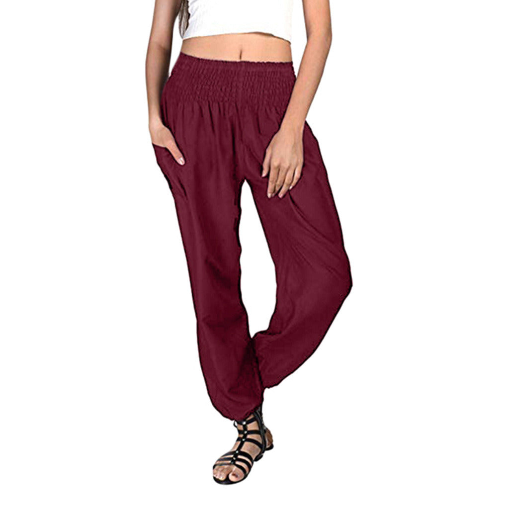 new women's pants elastic waist pants loose Halon casual pants