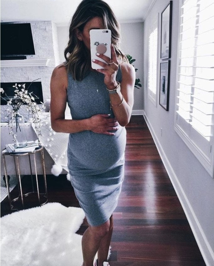 Sexy Maternity Dress Round Neck Pencil Skirt Dress