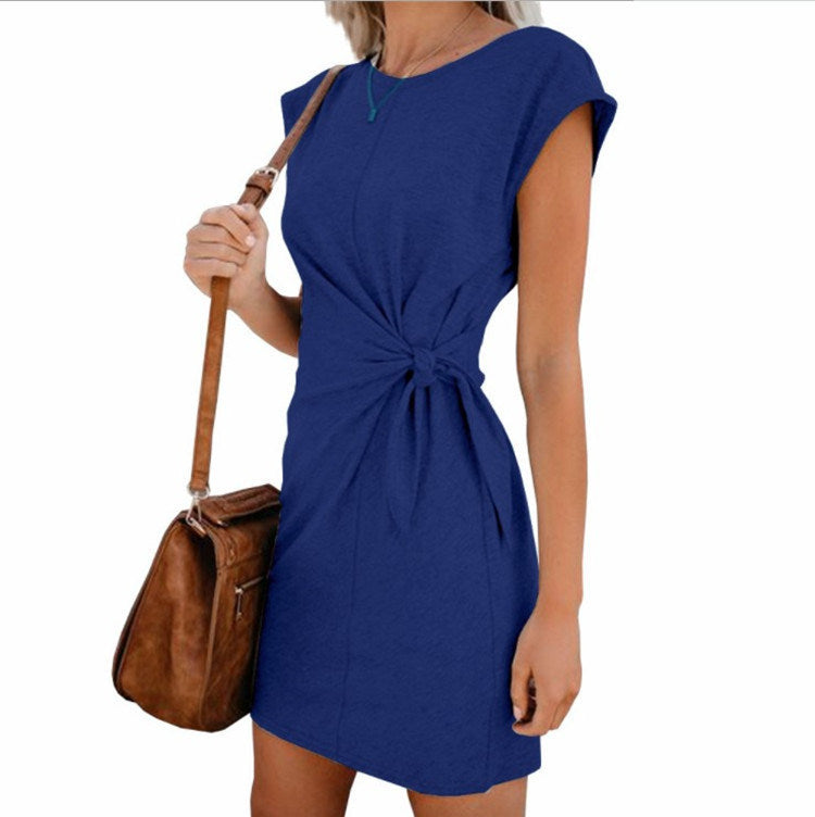 Women's Round Neck Bandwidth Loose Short Sleeve Dress