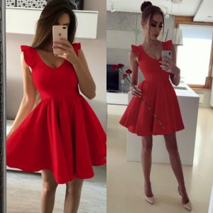 Spring Women's V-neck Large Skirt Skirt Ruffle Sleeve Dress