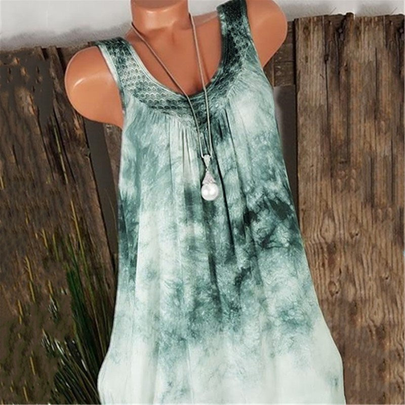 Summer Women's Gradient Lace Sleeveless Dress