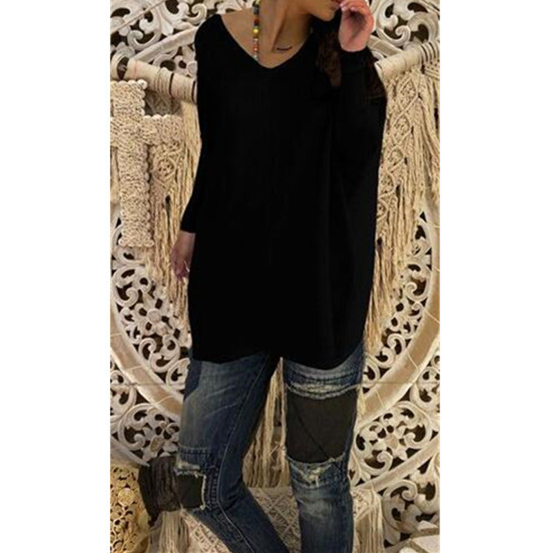 9 Colors Autumn And Winter New Woman Fashion Sexy V-neck Long Sleeve Sweater Knitting Loose Tops