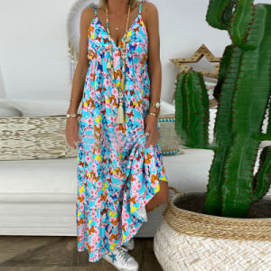 Summer New Dresses Slim Slimming Long Print Holiday Beach Dress