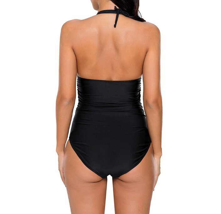 Women One Piece Swimsuits Plus Size High Neck V-Neckline Halter Mesh Monokini Bathing Suit