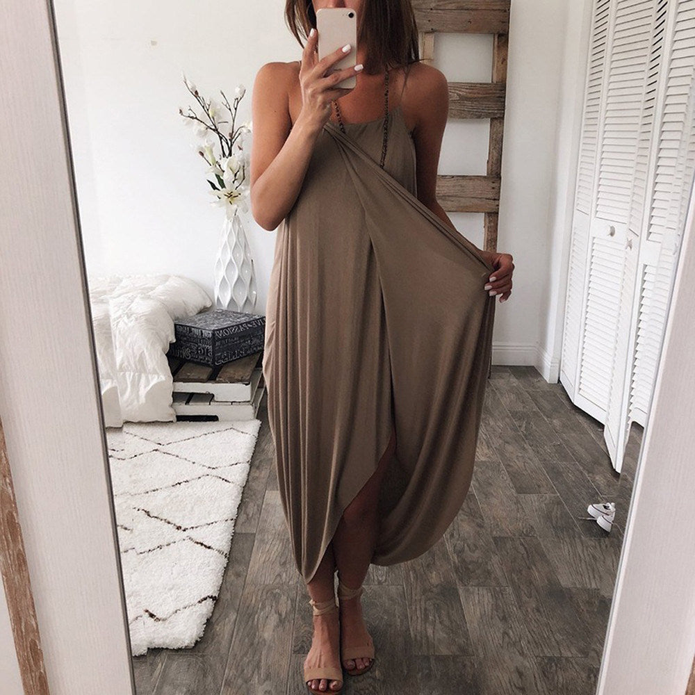 Hot-selling Solid Color Knit Loose Irregular Dress