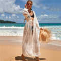 Crochet White Knitted Beach Cover up dress Tunic Long Pareos Bikinis Cover ups Swim Cover up Robe Plage Beachwear