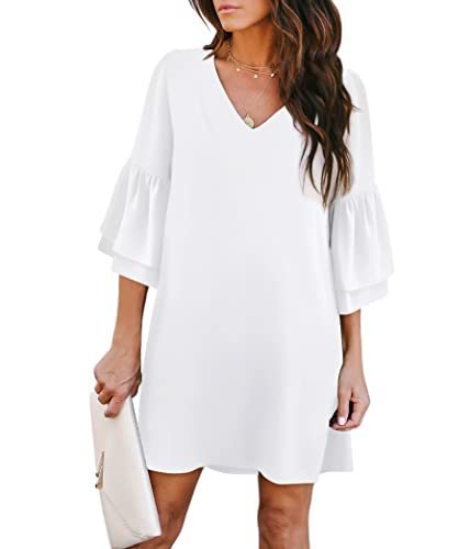 Women's Dress Sweet & Cute V-Neck Bell Sleeve Shift Dress Mini Dress