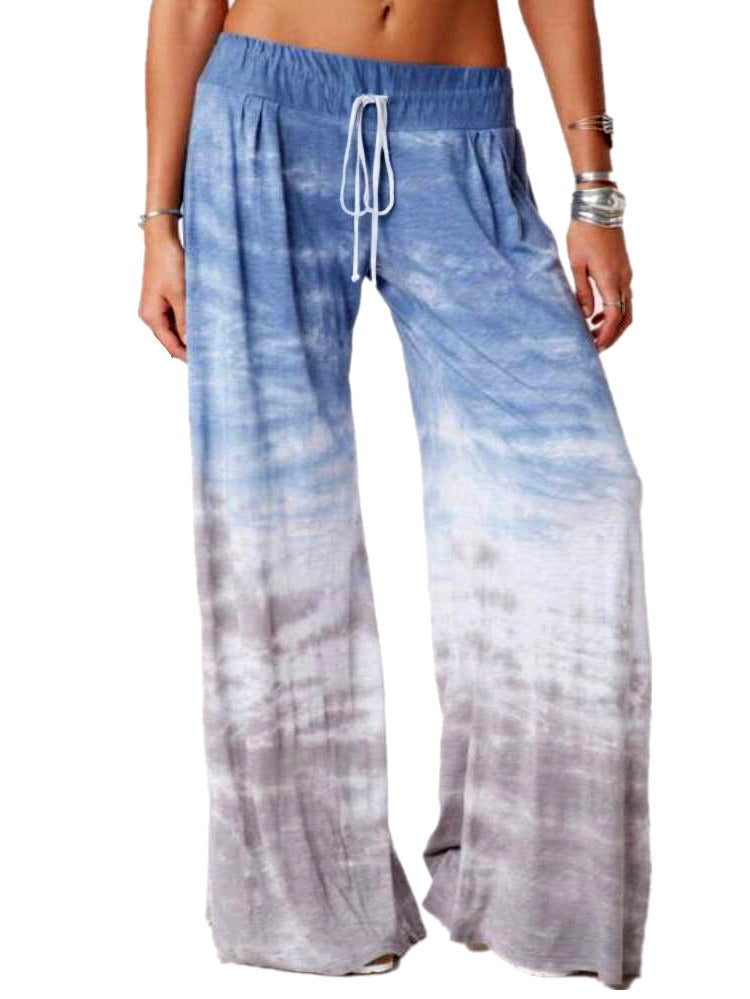 Women's Loose Gradient Printed Yoga Wide Leg Sports Pants