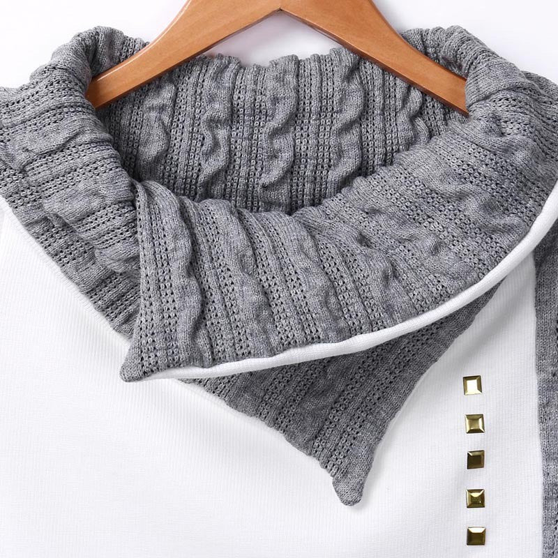 New Ribbed Knit Head Pullover High Neck Long Sleeve Buttoned Decorative Slim Warm Sweater Dress Roll Pull