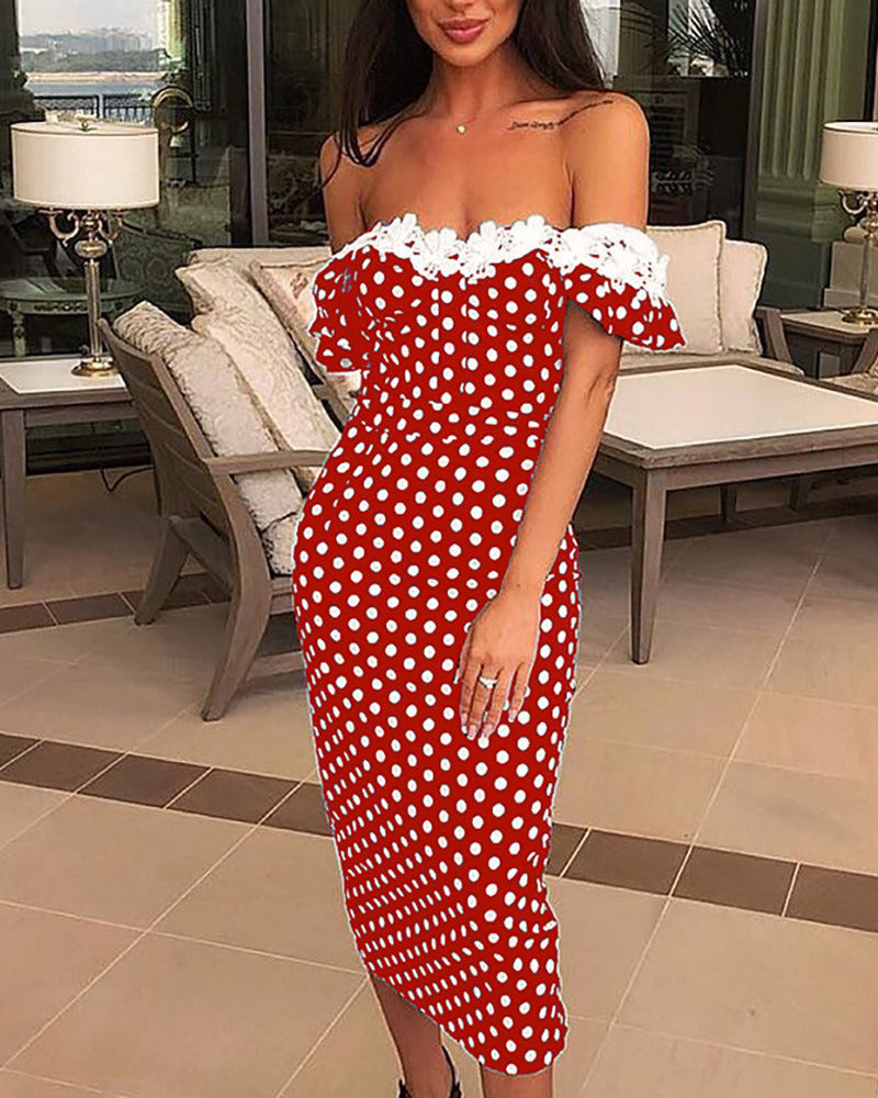 Summer New Women's Sexy Suspenders Polka Dot Slim Dress