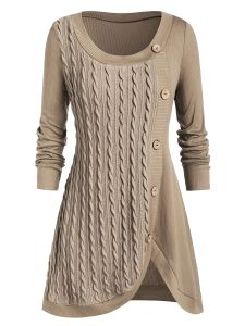 Plus Size Solid Jacquard Button Up Long Sleeve Dress; Women's Plus Medium Stretch Casual Dress