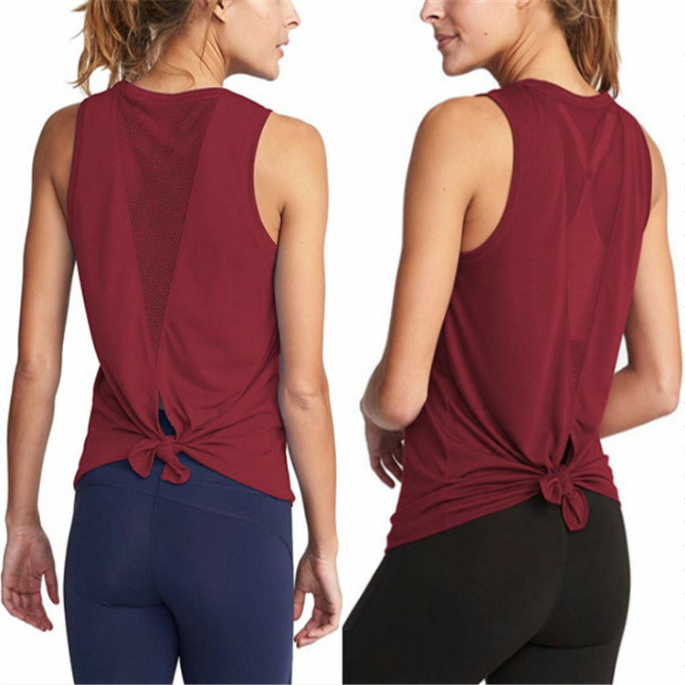 Europe and the United States new women's net sand stitching split vest yoga clothing