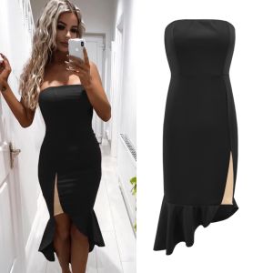 Spring and Summer Hot Tube Top Irregular Fishtail Dress