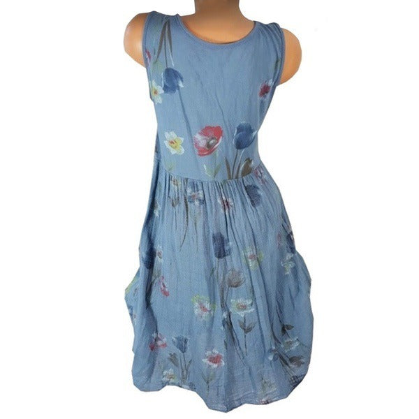 European and American new women's printed sleeveless casual fashion dress