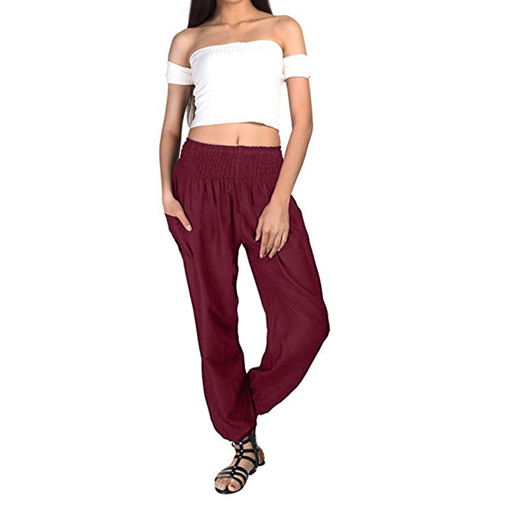 new women's pants elastic waist pants loose Halon casual pants