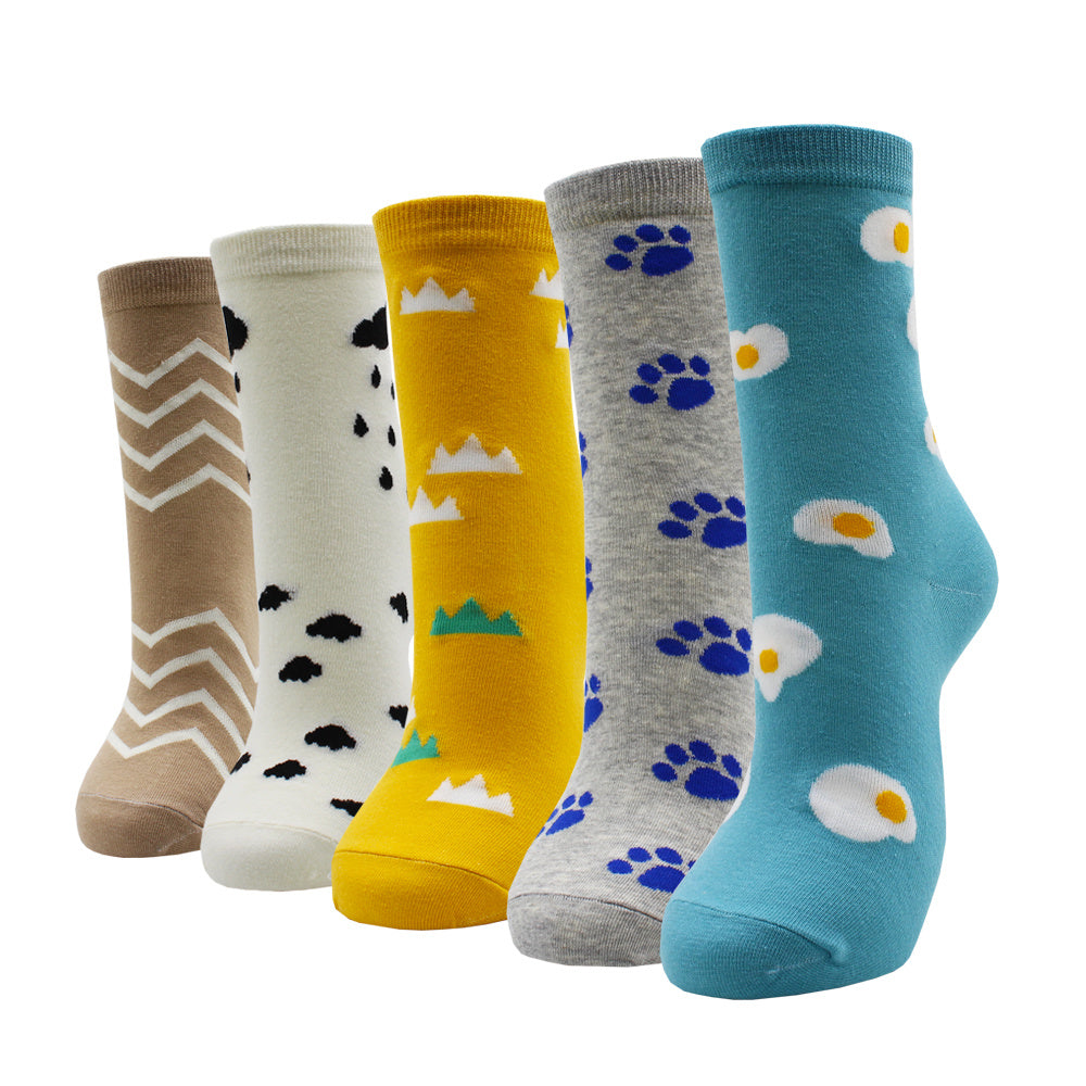 10 Pairs Fashion Colorful Kawaii Cute Cartoon Cotton Women Socks Harajuku Korean Halloween Cat Dog Owl Duck Fox Girl Socks