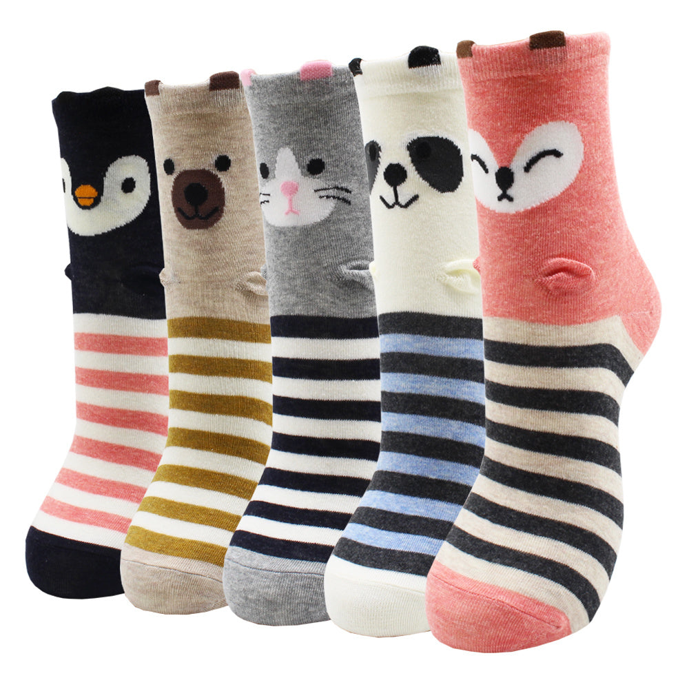 10 Pairs Fashion Colorful Kawaii Cute Cartoon Cotton Women Socks Harajuku Korean Halloween Cat Dog Owl Duck Fox Girl Socks