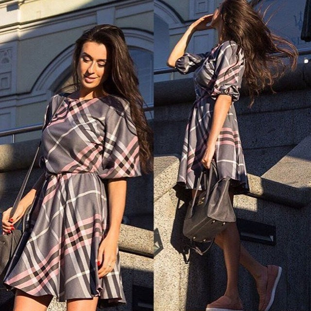 Summer New Women's Plaid Sexy European and American Dress