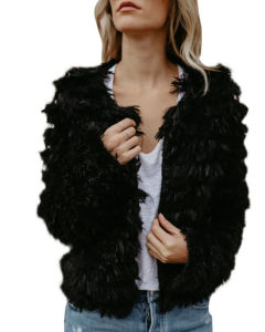 Autumn and Winter New Ladies Long-sleeved Plush Short Coat Street Casual Style Cardigan Fur Coat Top Blouse Plus Size