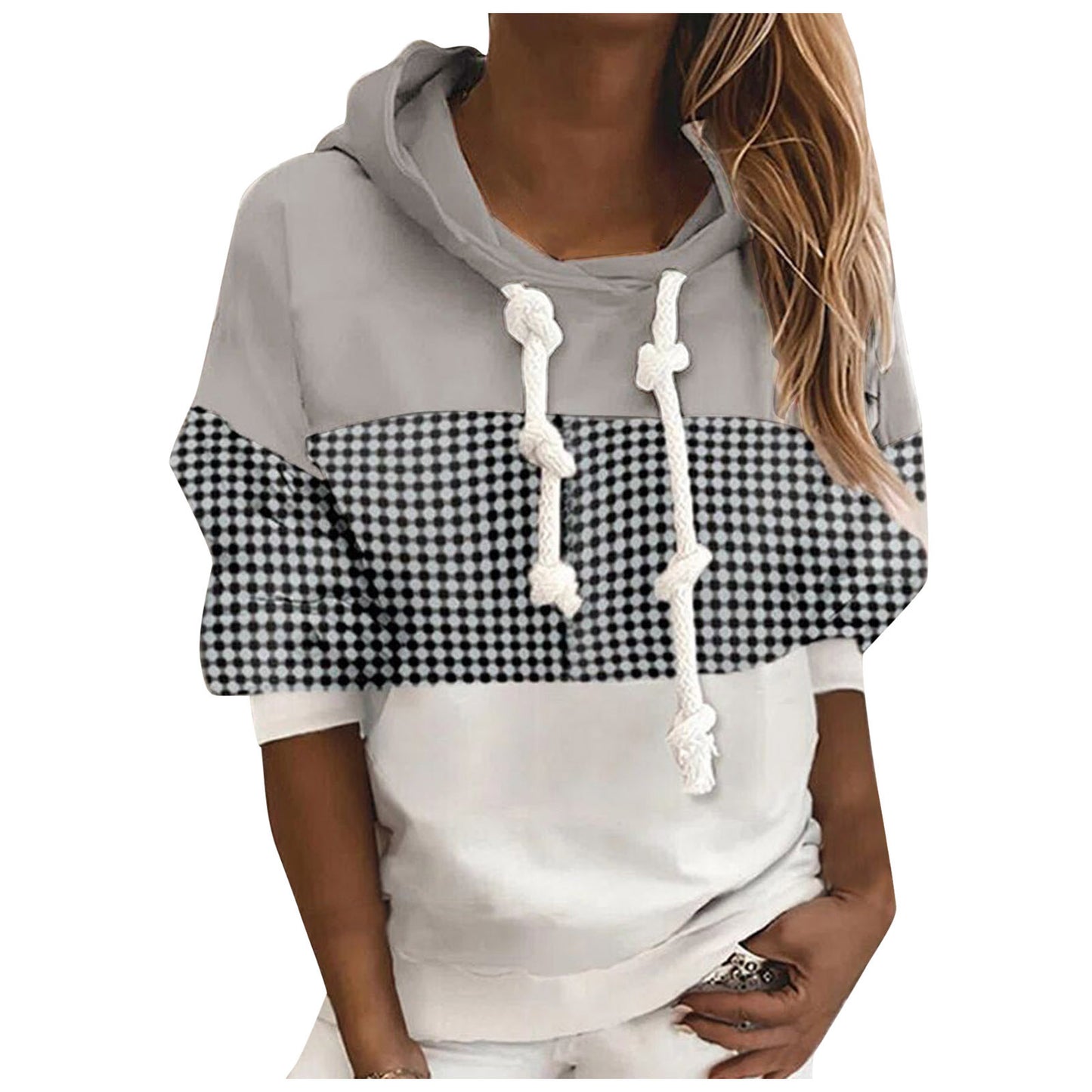 Autumn and winter women's new style sweater with color matching and color printing casual hooded hoodie