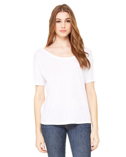 Ladies' Slouchy T-Shirt - WHITE MARBLE - S