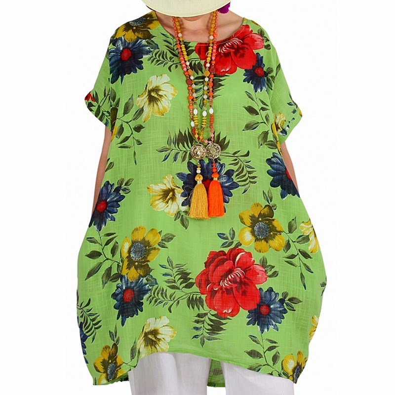 European and American women's fashion new flower print short-sleeved dress