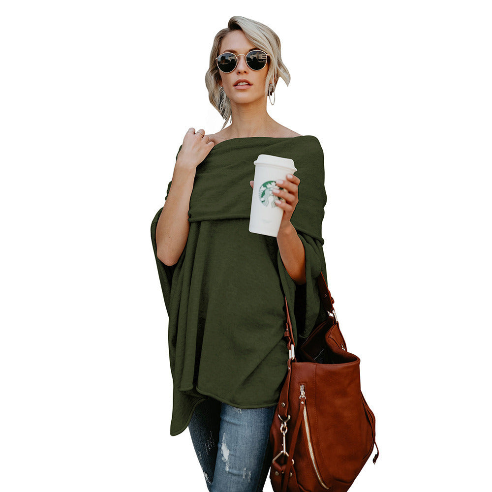 New Off Shoulder Top T-shirt Trench Coat Irregular Hem