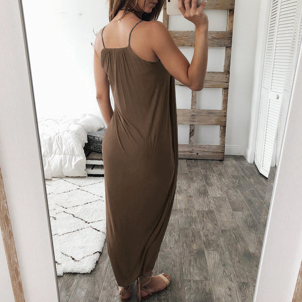 Hot-selling Solid Color Knit Loose Irregular Dress