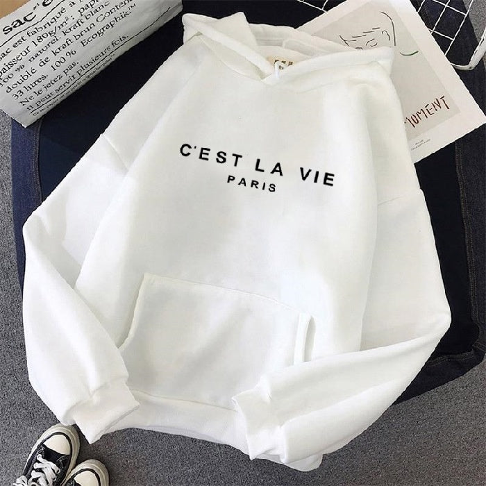 2022 letter print new hooded sweater women&#39;s spring long-sleeved lazy style loose hooded top