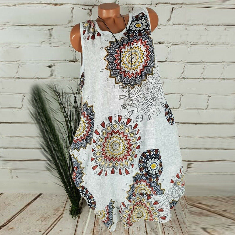 Women's Summer Loose Sleeveless Print Dress