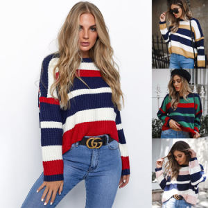 autumn and winter new sweater women round neck long sleeve stitching loose sweater top