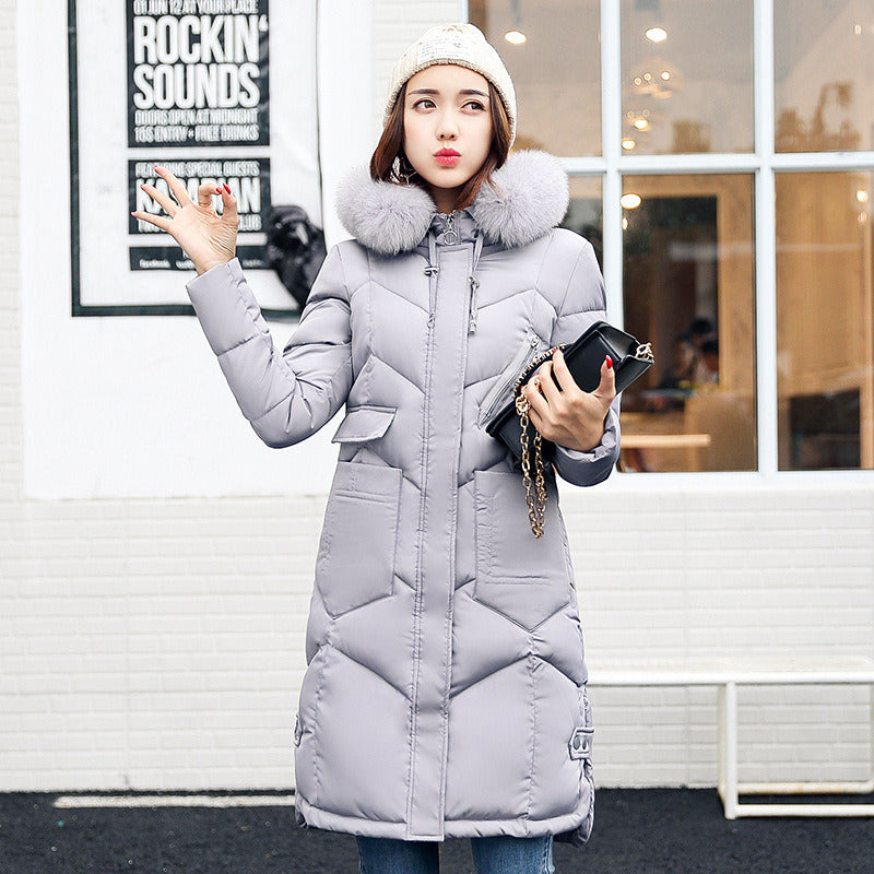 winter women hooded coat fur collar thicken warm long jacket female plus size 3XL outerwear parka ladies