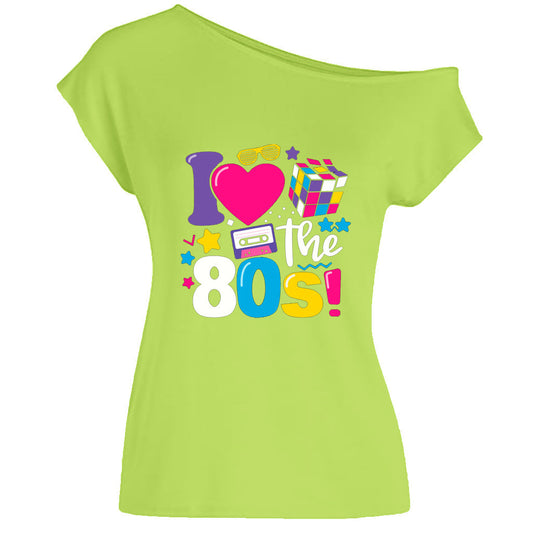 2022 summer I love 80's letter love cube radio print feelings diagonal collar T-shirt