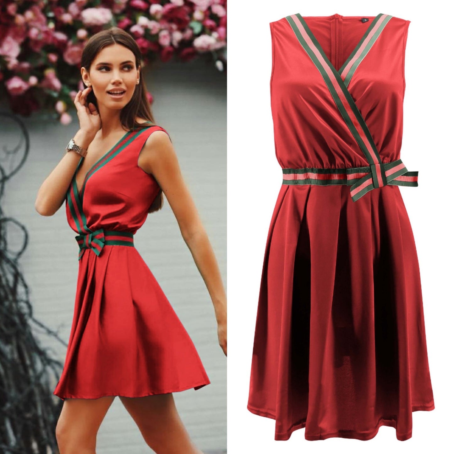 Best Selling New Women's Sleeveless V-neck Sexy Skirt Dress