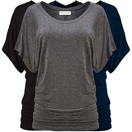 Free to Live Short Sleeve Casual Women's Dolman Tops