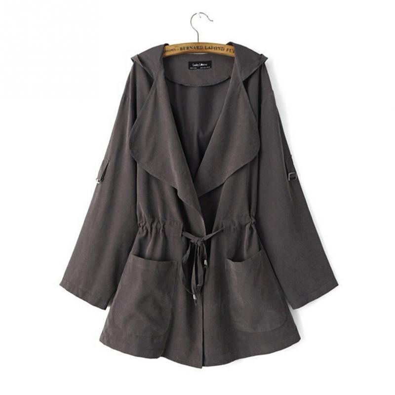 new autumn and winter fashion long hooded thin windbreaker jacket