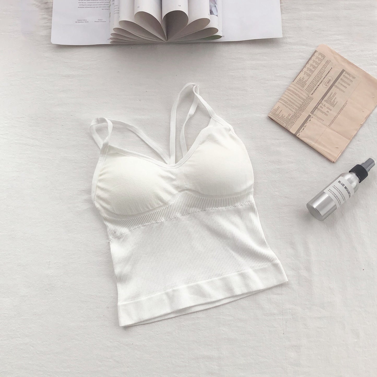 Women Cotton Underwear Push Up Bra Sexy Top Women Suspender Tank Up Fashion Solid Color Lingerie Female Soft Top Brassreie