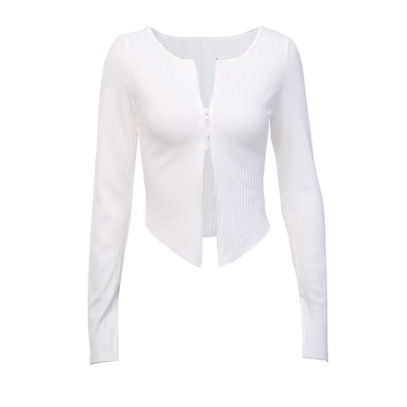 Sexy Zipper Cardigan Women's Long-sleeved Shirt Autumn Women's Clothing