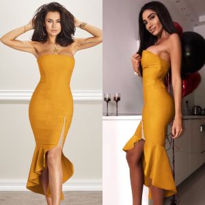 Spring and Summer Hot Tube Top Irregular Fishtail Dress