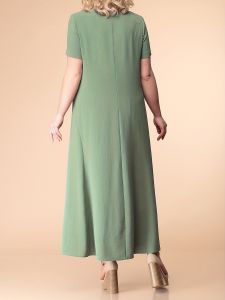 Plus Size Basic Dress; Women's Plus Plain Short Sleeve Pleated Round Neck Maxi Dress With Pockets