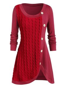 Plus Size Solid Jacquard Button Up Long Sleeve Dress; Women's Plus Medium Stretch Casual Dress