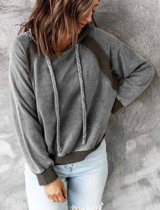 Autumn and Winter New Women's Casual Stitching Top Hooded Long-sleeved Sweater