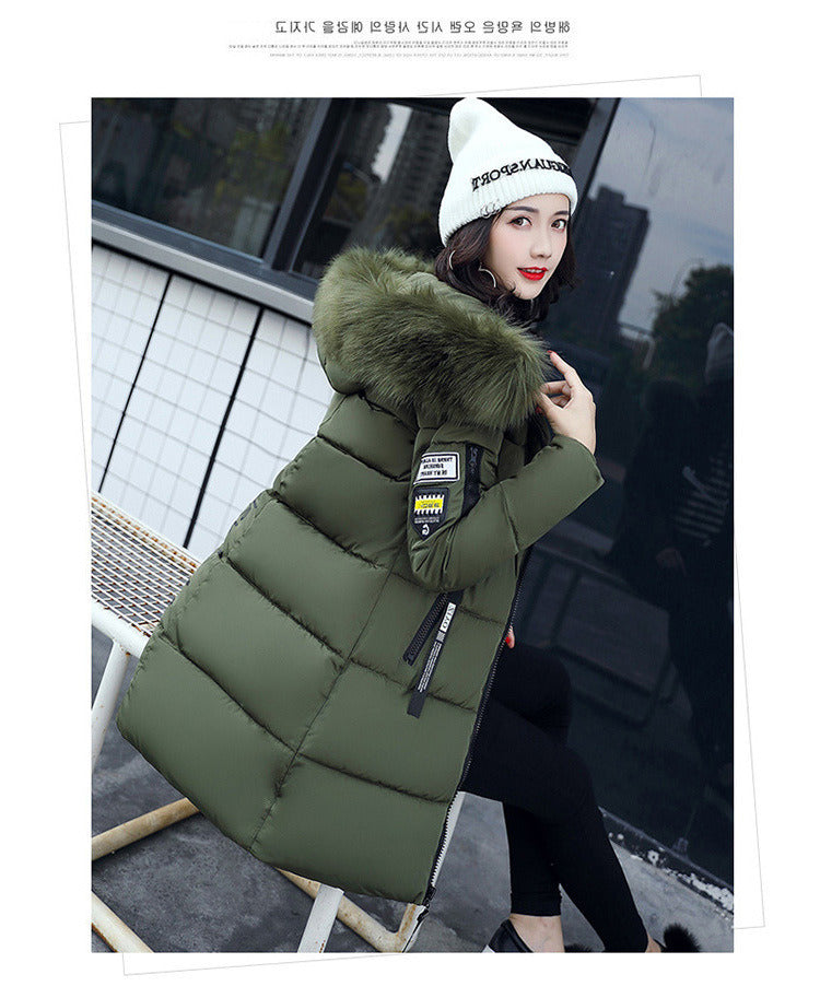 winter new women's long hooded zipper cotton clothing