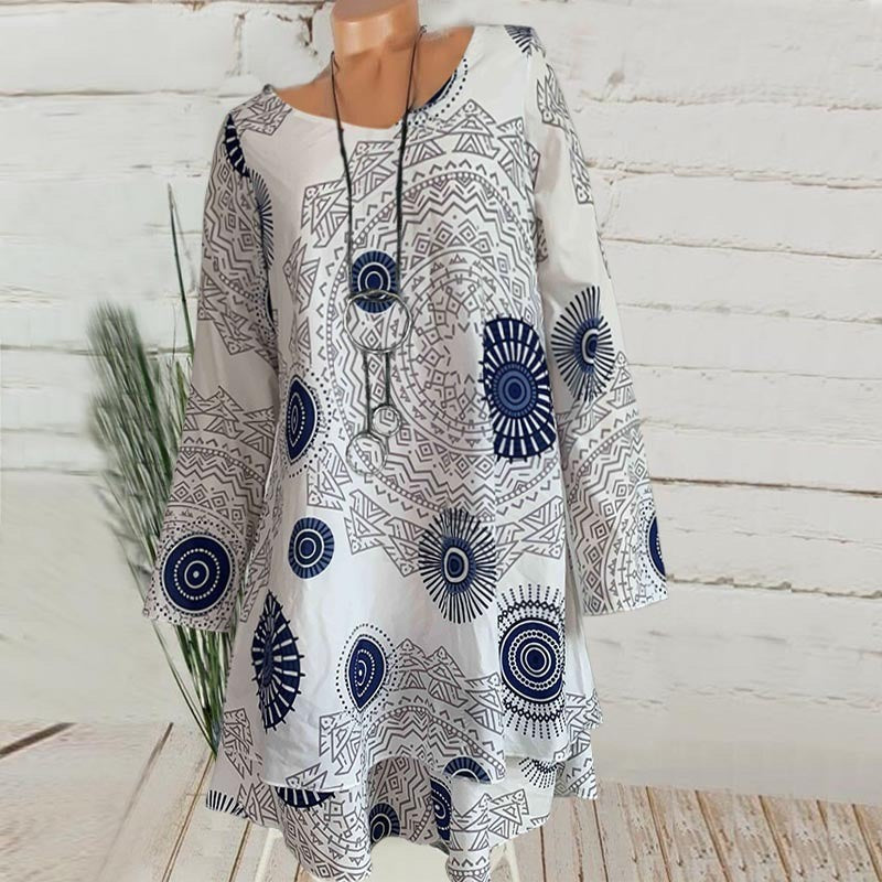 Autumn Printed Double-layer Dress Long-sleeved Dress